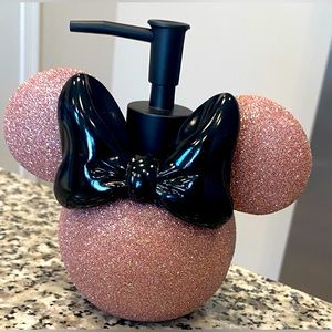 Disney Minnie Mouse Soap Dispenser Pink Glitter with Black Bow